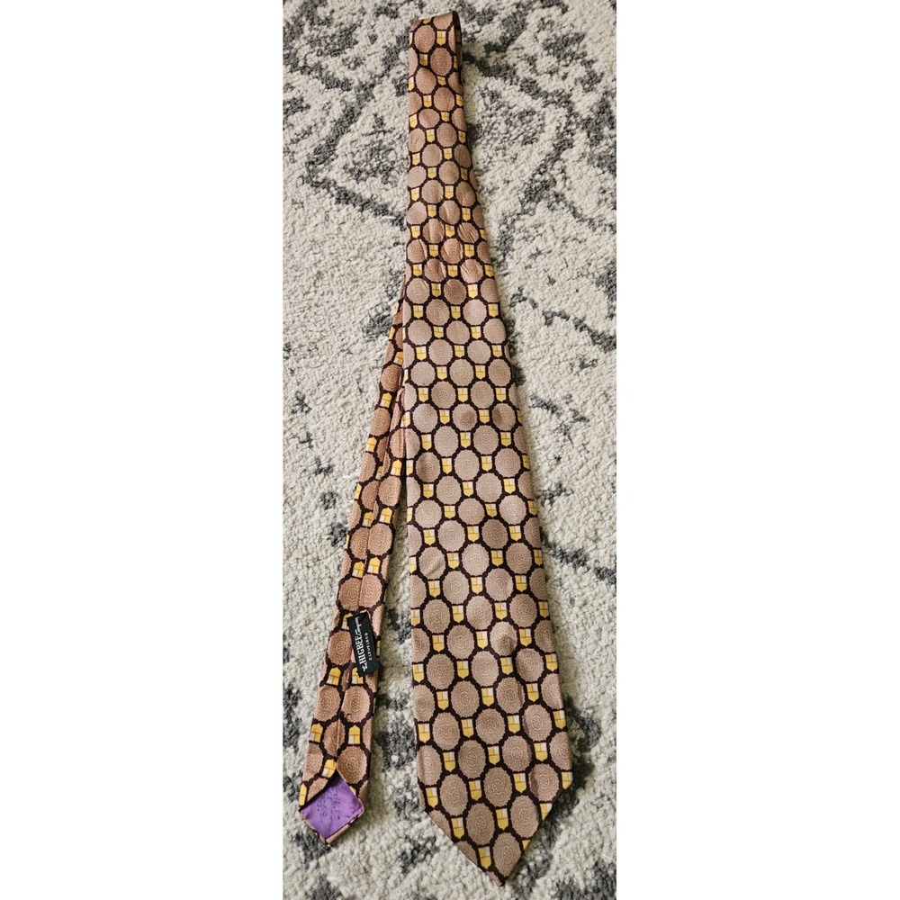Vintage 1960s Higbee Company Cleveland Brown Yellow Wide Necktie